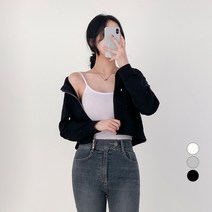 밀키버터 여성용 크롭 니트 후드 집업