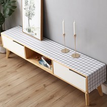 알럽홈 그리드 TV장 테이블 매트, 화이트격자