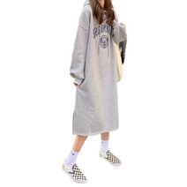 에스텔라 임산부 후드 프린팅 롱 원피스 데일리 원피스 sps421