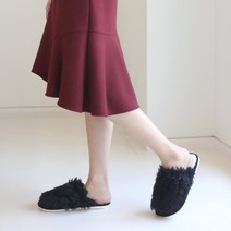 여성용 슈벨 퐁핑 경량 뽀글이 겨울 방한 털 슬리퍼
