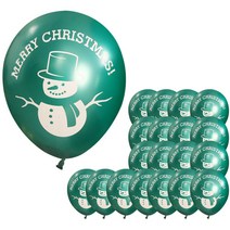 눈사람 크리스마스풍선 30cm x 20p + 손펌프 랜덤발송 + 컬링리본 화이트 소, 그린, 1세트