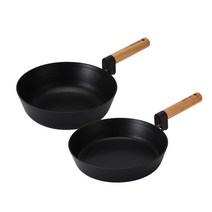해피콜 인덕션 IH 포레스트 우드 후라이팬 세트 2개, 프라이팬 26cm + 궁중팬 26cm, 블랙