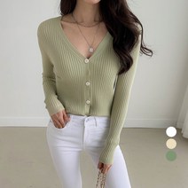 세컨그라운드 여성용 슬림 골지 단추 가디건