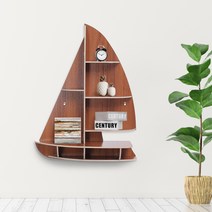 DIY 돛단배 모형 선반 책장, 월넛