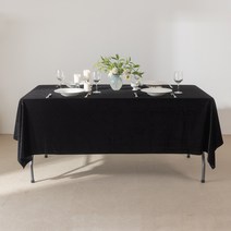 대성섬유 벨벳 루핑 테이블보, 블랙, 소(180 x 150 cm)
