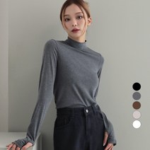 어썸어라운드 여성용 워머 폴라 긴팔 크롭 티셔츠