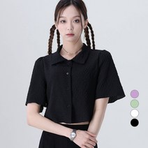 어썸어라운드 여성용 링클 컬러 반팔 블라우스