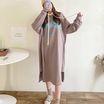 배색 후드 원피스 임부복