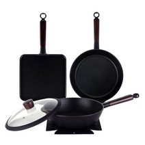 퀸센스 온븟 IH 시그니쳐팬 세트 5개, 28cm 팬 + 28cm 깊은 팬 + 24cm 사각팬 + 인덕션 패드 + 28cm 유리뚜껑, 블랙