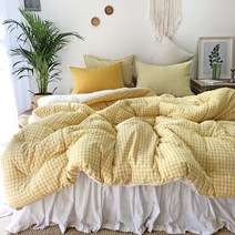 누블 깅엄체크 극세사 차렵이불 베개 세트 Q