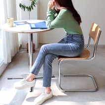 수비진 여성용 투버튼 슬림 일자 청바지 SP160