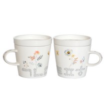 웹쉘 1443 한글 기역 이응 2인조 뚜껑 머그컵 세트 300ml, 혼합색상, 1세트