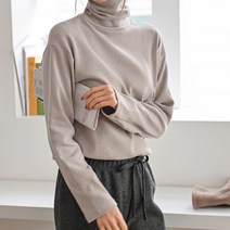 프롬미스 여성용 도톰한 여유핏 피치면 폴라 긴팔 티셔츠