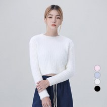 어썸어라운드 여성용 앙고라 라운드 크롭 니트