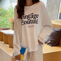 여성용 빈티지 프린트 코튼 티셔츠 109969