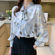 포플러앤씨 랑클 플라워 리본 블라우스