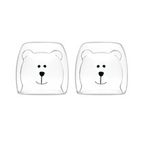 라임올리브 애니멀 내열 이중 유리컵 260ml, 곰, 2개