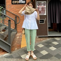 로미스토리 여성용 후면밴딩 보이핏 난스판 데님 팬츠