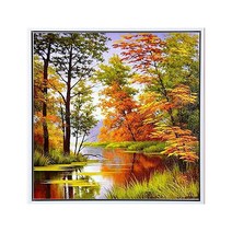 포원밀리언 5D 비즈 단풍 풍경화 보석십자수 DIY 키트 50 x 50 cm, 브라운, 1세트