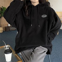 따뜻한 폴라 플리스 오버핏 임산부 후드티