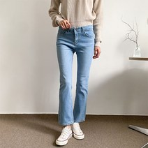 헤이진 여성용 워싱스판 세미 부츠컷 청바지