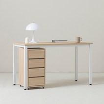 포더홈 이든 1000 책상 + 4단 이동서랍 세트 방문설치, 책상(화이트오크), 서랍(오크)