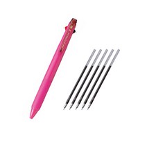 유니 제트스트림 3색볼펜 0.38mm + 리필심 0.38mm 블랙 5p, 로즈핑크, 1세트