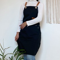 데일리앤코 가죽끈 무지 앞치마, 블랙, 1개