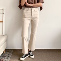 헤이진 여성용 인밴딩 면스판 부츠컷 팬츠 672