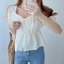 소이다 콩단추 리본 블라우스