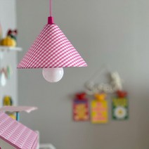 아보드 미니 체크 전등갓, 핑크