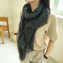 모자이크 코튼 빈티지 빅 데일리 스카프 챠콜