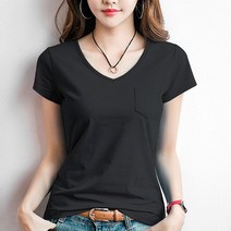마더브띠 여성용 캐주얼 코디 브이넥 반팔 티셔츠