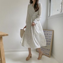 여성용 플라워 스트랩 긴팔 롱원피스 OPS7482K23