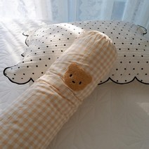 뷰넷 곰돌이 원통 순면 바디필로우, 연브라운