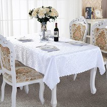 알럽홈 고급 아이비 호텔패브릭 식탁보, 화이트, 140 x 140 cm