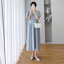 알럽홈 심플 브이넥 롱 임부 원피스