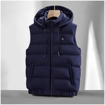 남성용 가을 겨울 후드 보온 패딩 조끼