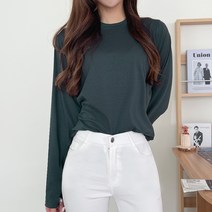 가비진 여성용 데일리 베이직 라운드넥 무지 긴팔 티셔츠 PT-1