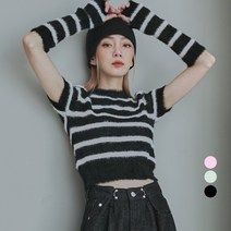 어썸어라운드 여성용 앙고라 스트라이프 니트 워머 세트