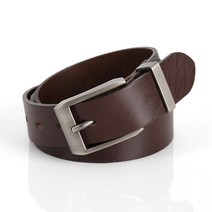 에스랑제이 남성용 실버버클 통가죽 벨트 + 더스트백 G020, 브라운