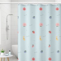 마켓A 캐릭터 패브릭 샤워커튼 과일블루 200 x 200 cm, 1개