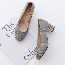 멜팅나인 여성용 SP체크펌프스 체크패턴 펌프스 힐 4.7cm