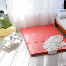 더블샵 3단 접이식 매트리스, 듀얼 PU 코랄핑크