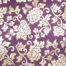 장미 양단 금박 규방 한복 원단, 35 자주