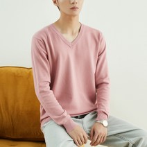 남성용 마켓A 브이넥 단색 니트