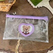 반짝 클리어 하트 곰돌이 PVC 파우치