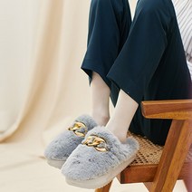 여성용 체인장식 털슬리퍼 1867