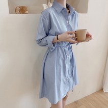 앤써 단추 셔츠 긴팔 원피스