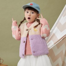 팬콧 아동용 팝덕 컬러블럭 양털 베스트